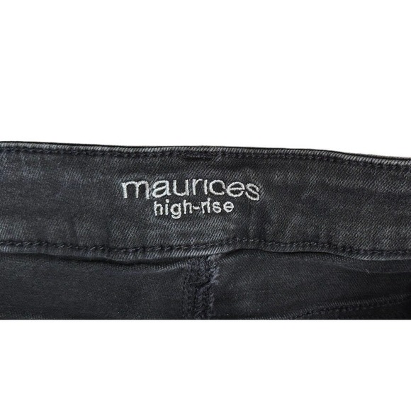 Maurices Black Distressed Denim High Rise Skinny Jeans Stretch Womens Size M - Picture 3 of 6